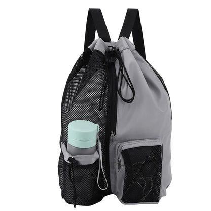 Swim Bag Mesh Drawstring Backpack - Multipurpose Lightweight Beach Bag with Wet Pocket for Swimming, Gym, and Workout Gear