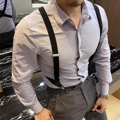 Fashion Vintage Suspenders - 2.5cm Wide Cross-Over Back with Adjustable Elastic Straps - Stylish Trouser Brace for Women and Men