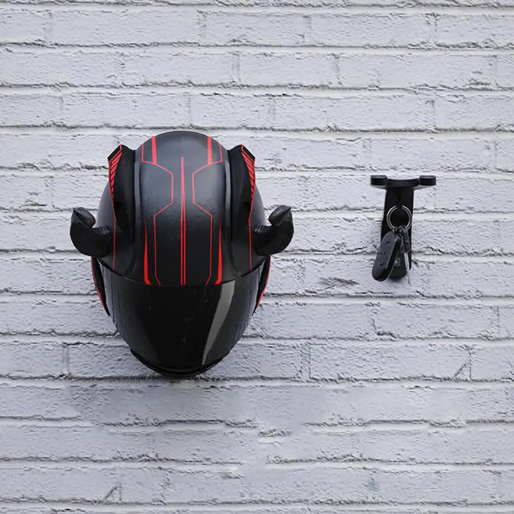 Motorcycle Helmet Holder Wall Mount - Head Gear Hook & Hat Hanger Stand for Helmets, Football & Bicycle Caps