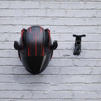Motorcycle Helmet Holder Wall Mount - Head Gear Hook & Hat Hanger Stand for Helmets, Football & Bicycle Caps