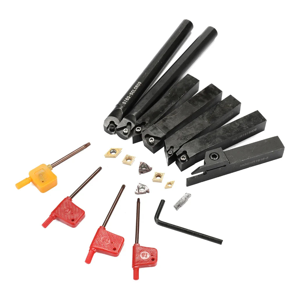 8-16mm Lathe Turning Tool Holder — Boring Bar & CNC Metal Cutter Rod with Shank and Inserts