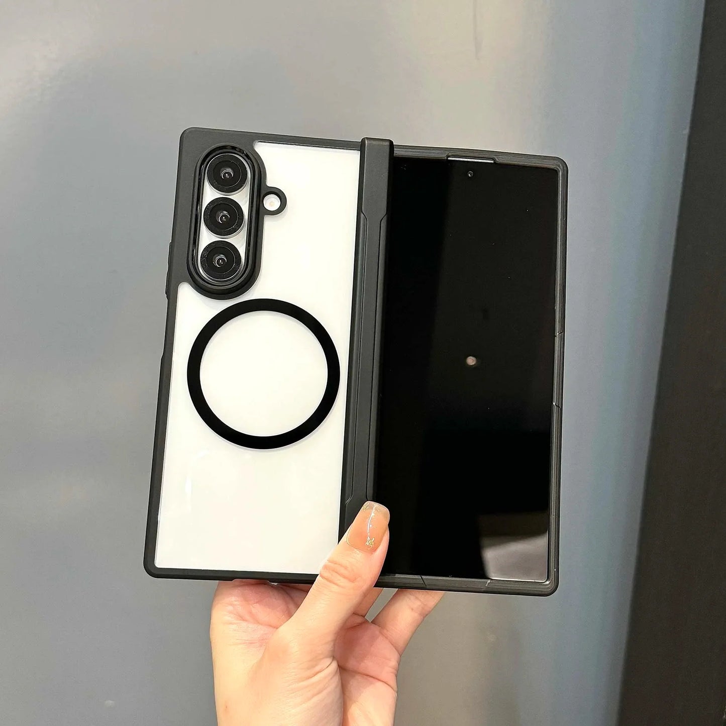 MagSafe-Compatible Case for Samsung Galaxy Z Fold 7 – Translucent Hinge, Shockproof Folding Cover with Magnetic Wireless Charging