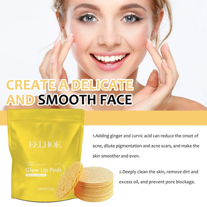 Turmeric and Kojic Acid Cleansing Pads - Exfoliating Facial Sponges for Daily Dirt Removal and Skin Care