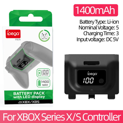 Wireless Gamepad Rechargeable Battery 1400mAh — Digital Display Replacement for Xbox Series X/S Controller