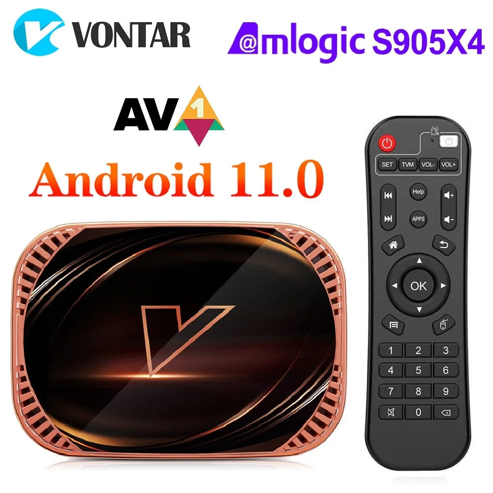 VONTAR X4 Amlogic S905X4 Smart TV Box – Android 11, 4GB RAM, 128GB/32GB/64GB Storage, 4K Media Player, Wifi, BT, AV1