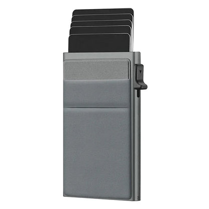 RFID Credit Card Holder for Men, Thin Slim Luxury Metal Mini Minimalist Wallet, Bank & ID Cardholder Case