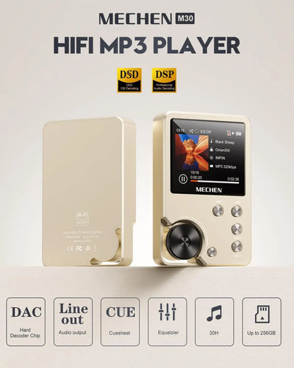 High-Quality Lossless MP3 Player MECHEN-M30 – HiFi with 64GB Memory Card, Supports Up to 256GB