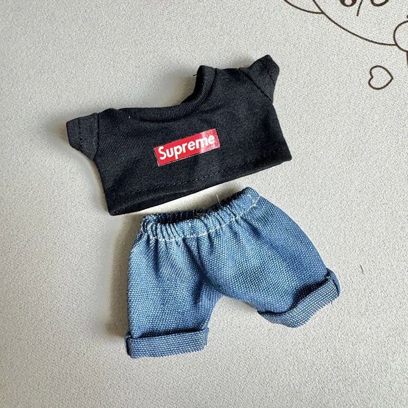 17cm Lovely Labubu Doll Clothes - First & Second Generation Supreme Clothing Set, Multi-Color Outfits
