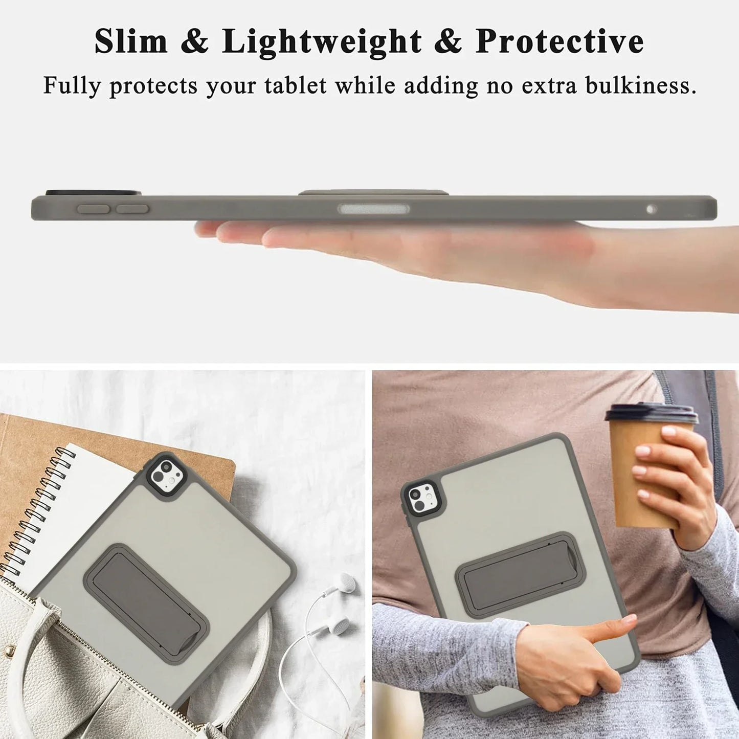 Matte Kickstand Case for iPad Pro, Air & Mini – Translucent Cover for 10.2", 10.9", 11" (4th–10th Gen, 2024)