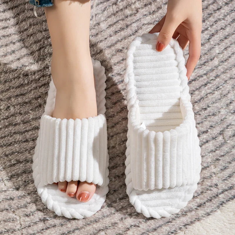 Men’s Open-Toe Breathable Anti-Slip Indoor Slippers – Silent Autumn & Winter Home Shoes for Couples