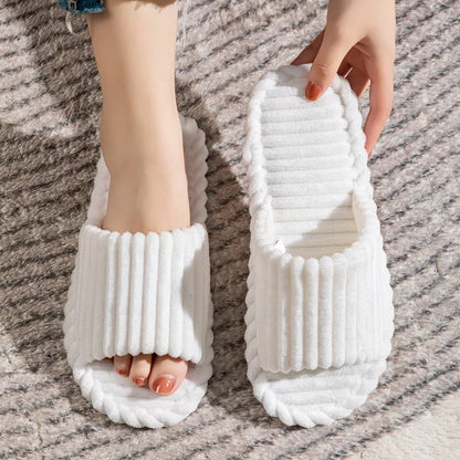 Men’s Open-Toe Breathable Anti-Slip Indoor Slippers – Silent Autumn & Winter Home Shoes for Couples