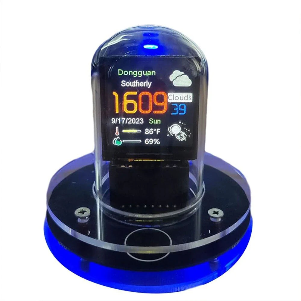 DIY Nixie Tube Clock Smart WiFi Cyberpunk Style Digital Glow Table Clock with Auto Time Update & Visual Display