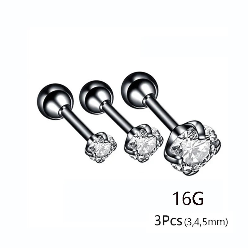 20G Titanium Stud Earrings – Hypoallergenic Tiny Cubic Zirconia Screw Back Cartilage & Tragus Piercing Jewelry