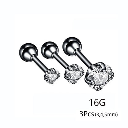 20G Titanium Stud Earrings – Hypoallergenic Tiny Cubic Zirconia Screw Back Cartilage & Tragus Piercing Jewelry