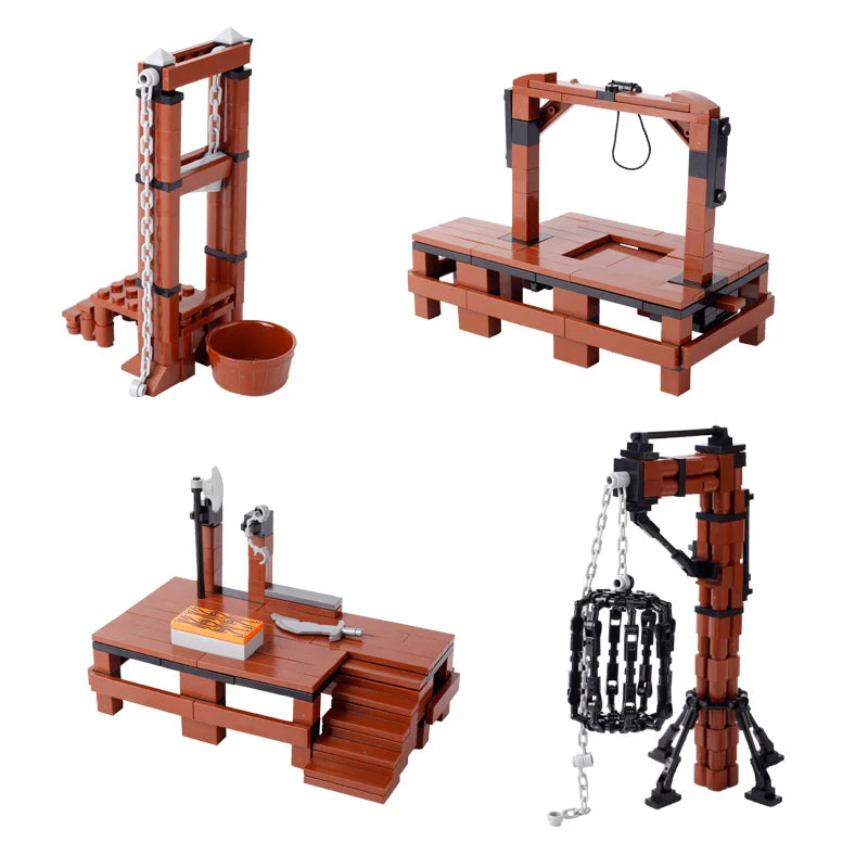 MOC Medieval Prison Hanging Cage Building Block Set – Castle Scene Assembly Toy Kit