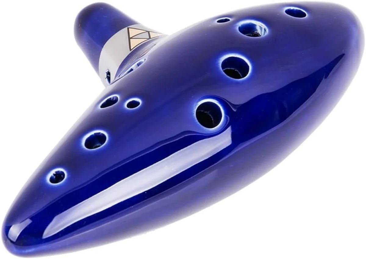 12 Tone Alto C Ocarina – Ceramic Musical Instrument with Songbook, Neck Cord & Carry Bag, Blue