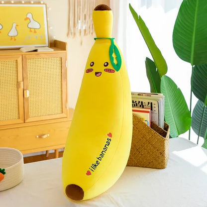 Banana Long Throw Pillow – Cute Super Soft Plush Leg Hug Doll for Bed, Perfect Girl Plush Toy