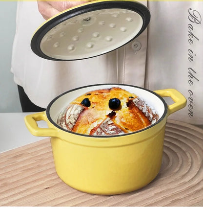 1.5 Quart Mini Cast Iron Dutch Oven - Enameled Cooking Pot for Bread Baking, Stew & Casserole