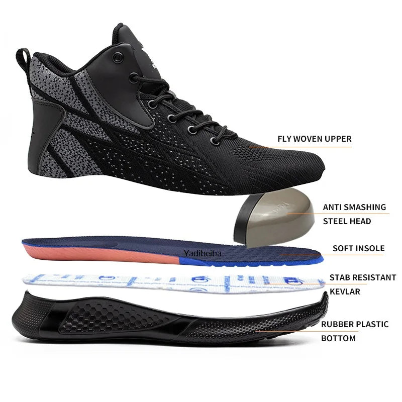 Steel Toe Work Boots – Lightweight Indestructible Safety Shoes for Men & Women, Anti-Puncture Work Sneakers