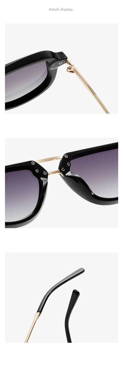 SHAUNA Retro Oval Sunglasses – Luxury Punk UV400 Shades for Women & Men