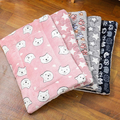 Thick Flannel Pet Sleeping Mat - Soft Warm Cat & Small Dog Cushion Blanket