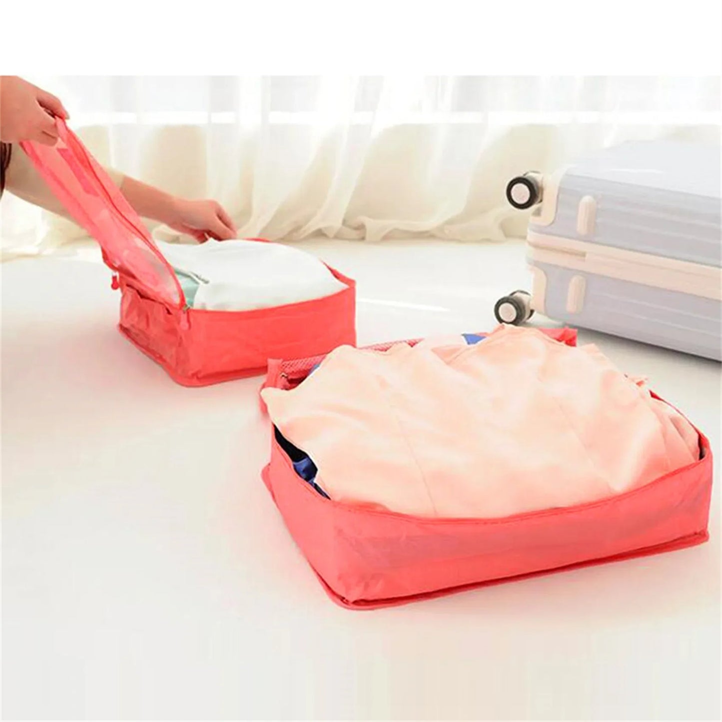 6PCS Travel Storage Bag Set – Clothes Organizer, Wardrobe Pouches & Packing Cubes for Suitcases