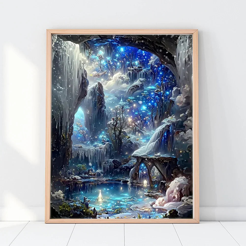5D Diamond Painting Landscape – Full Round Drill Mosaic Fantasy Artwork, 30x40cm for Interior Decor