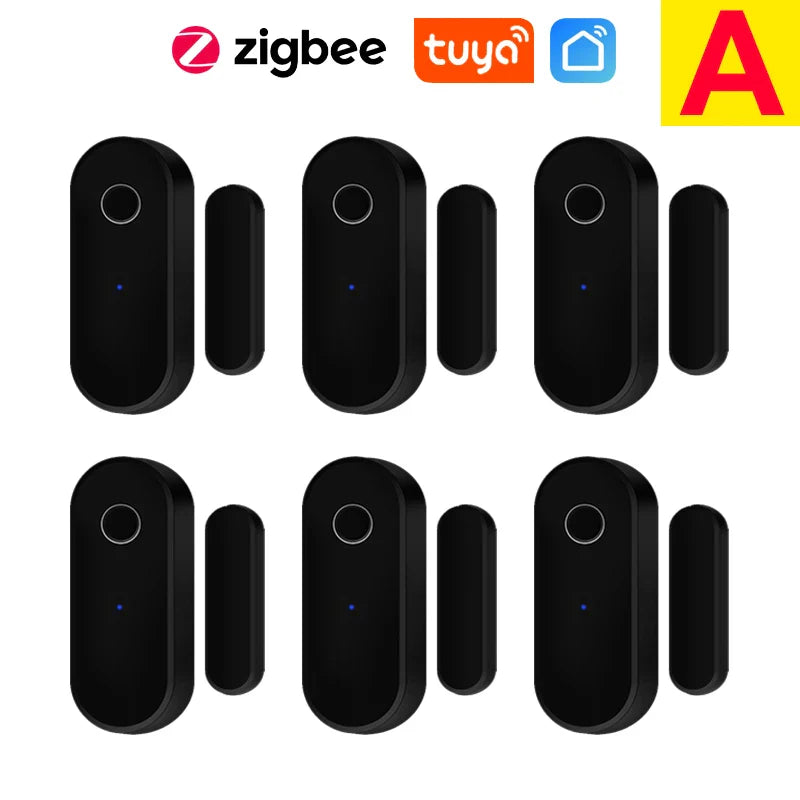 Tuya Smart Zigbee Door & Window Sensor – Black Open/Close Detector for Smart Home Security, Compatible with Smart Life App