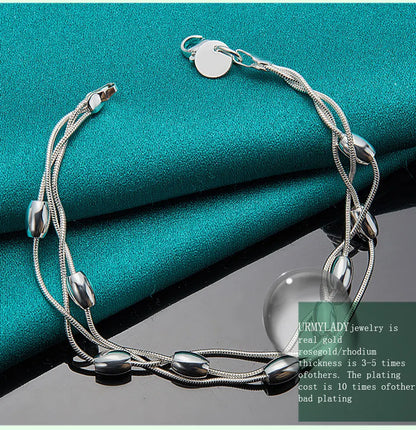 925 Sterling Silver Bracelet — Fashion Design Beaded Chain, High-Quality Jewelry for Women, Ladies, and Wedding Gifts
