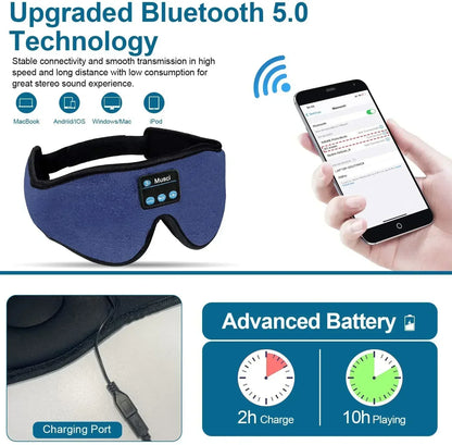 3D Bluetooth 5.0 Sleep Headphones - Wireless Headband with Breathable Music Eye Mask, Ideal for Side Sleepers and Gift-Giving