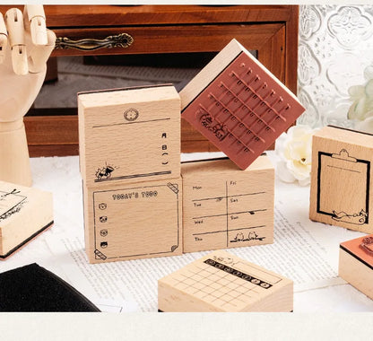 Cute Cat Wood Stamp Calendar – Daily & Monthly Planner Stamps for Journaling, Scrapbooking & DIY Crafts