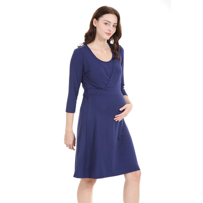 Maternity Nursing Dress - Comfortable Breastfeeding Nightgown for Pregnancy & Postpartum Wear
