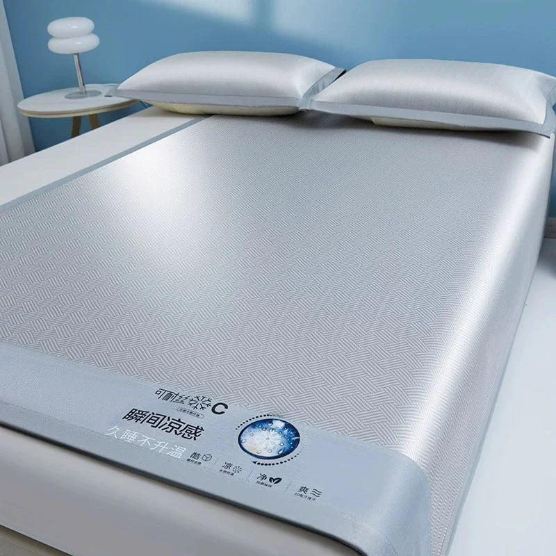 Cooling Bed Mat for Summer - Breathable Non-Slip Foldable Sleeping Pad with Pillowcase for Home