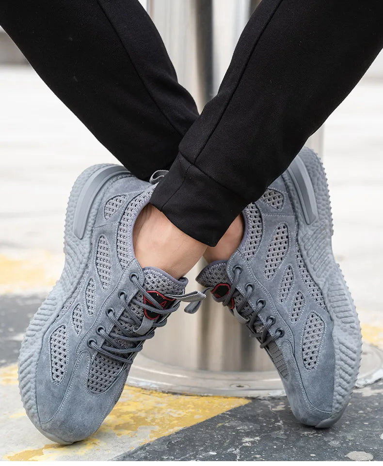 Men’s Summer Work Shoes — Lightweight Breathable Safety Sneakers with Steel Toe Cap