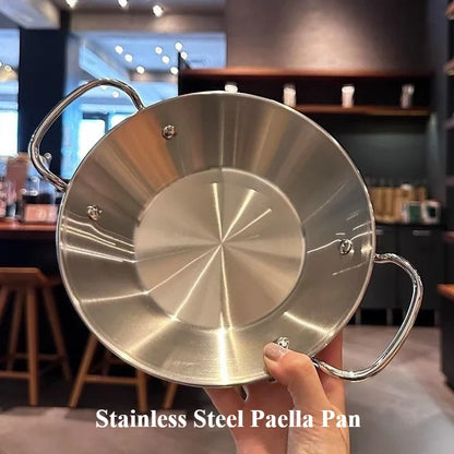 21cm Stainless Steel Seafood Rice Pan - Korean-Style Commercial Frying Pan