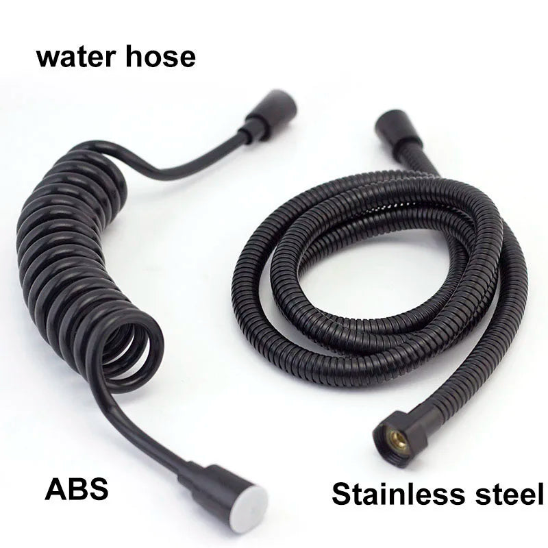 Black Toilet Bidet Sprayer Set - Handheld Bathroom Wash Spray Gun with Flexible Hose, Water Valve & Cleaning Shower Head