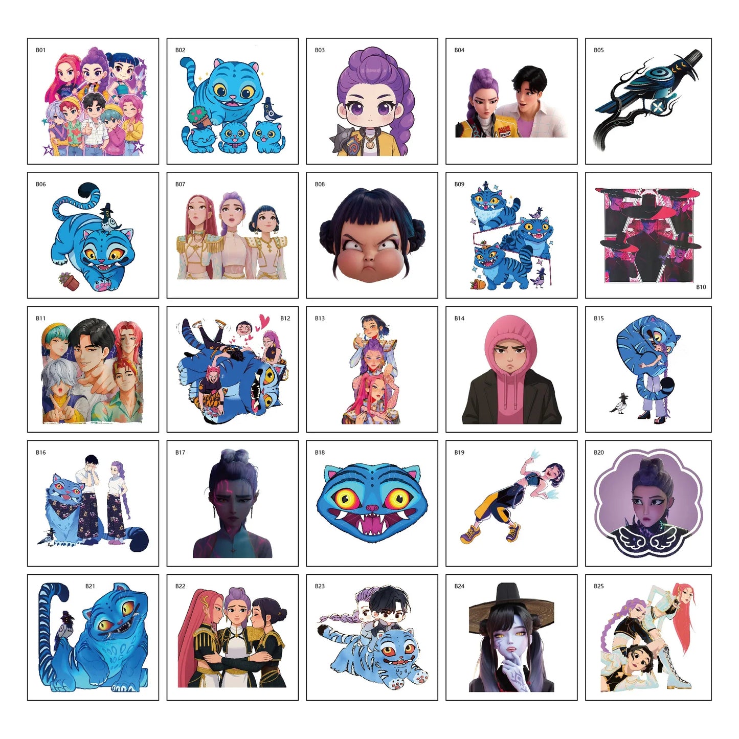 20-25pcs Rumi KPop Demon Hunters Temporary Tattoo Stickers – Cute Cartoon Waterproof Tattoos, Fun Party Gift Ideas