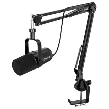 FDUCE SL40+ USB/XLR Dynamic Microphone Kit with Headset Output, Sound Insulation & Arm Stand for PC, PS5/PS4, and Mixers