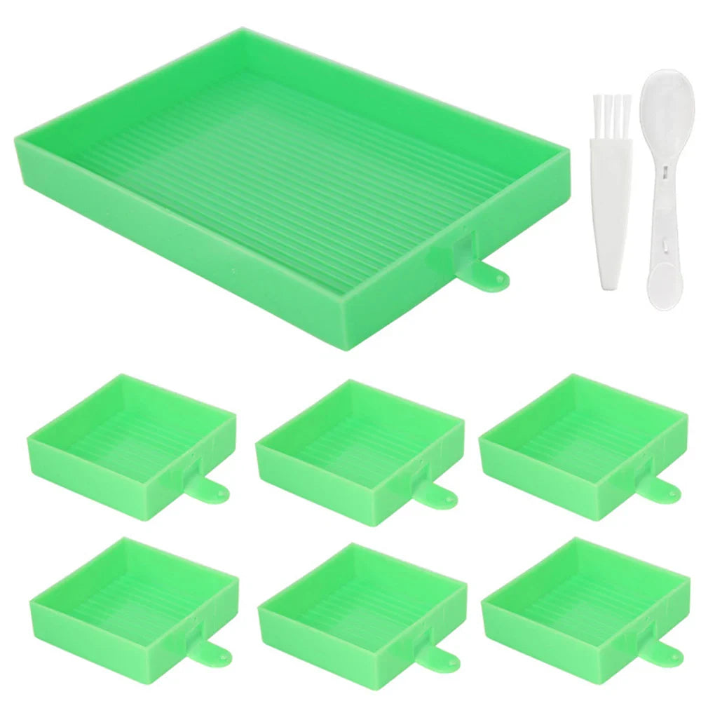 6-Grid Diamond Painting Accessory Tray Kit – Large Capacity Plate for Nail Art, Beading, and Cross Stitch