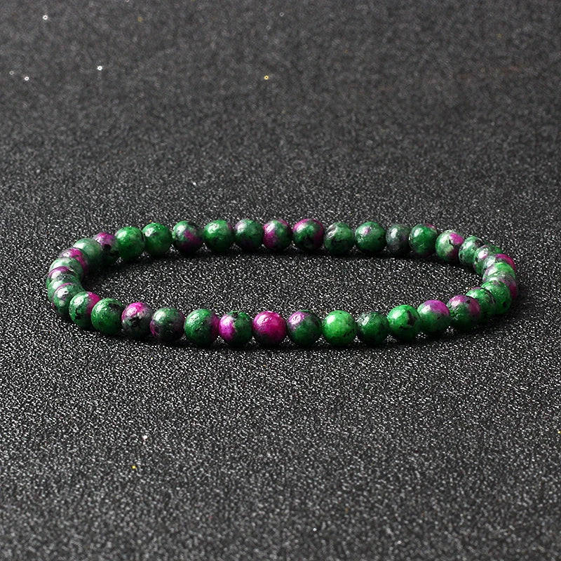 4mm Natural Stone Bead Stretch Bracelet for Men & Women – Agate Lava Handmade Reiki Crystal Jewelry