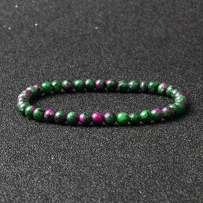 4mm Natural Stone Bead Stretch Bracelet for Men & Women – Agate Lava Handmade Reiki Crystal Jewelry