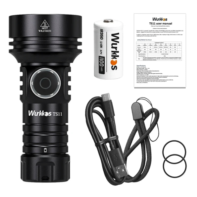 Wurkkos TS11 Mini 2000LM Flashlight - USB-C Rechargeable 18350 SFT40 EDC Torch with RGB, IP68 & Anduril 2.0