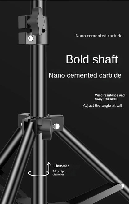 160cm Live Broadcast Tripod – Metal Camera Stand with Selfie Light, Phone Holder & Thermometer for Anchors