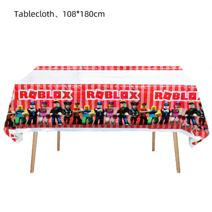 Roblox Birthday Party Supplies — Balloons, Disposable Tableware & Backdrop for Kids’ Party or Baby Shower