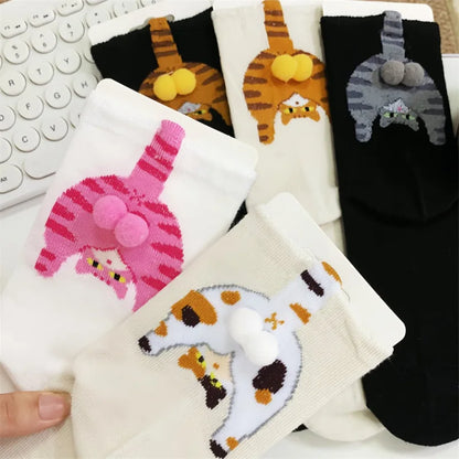 Couple 3D Cat Egg Socks – Funny Mid-Tube Winter Socks for Lovers, Cozy Halloween & Christmas Gift