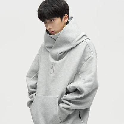 Autumn Ninja Streetwear Turtleneck Hoodie for Men – Letter Embroidered Hip Hop Fashion Sweatshirt, Y2K Vintage Fleece