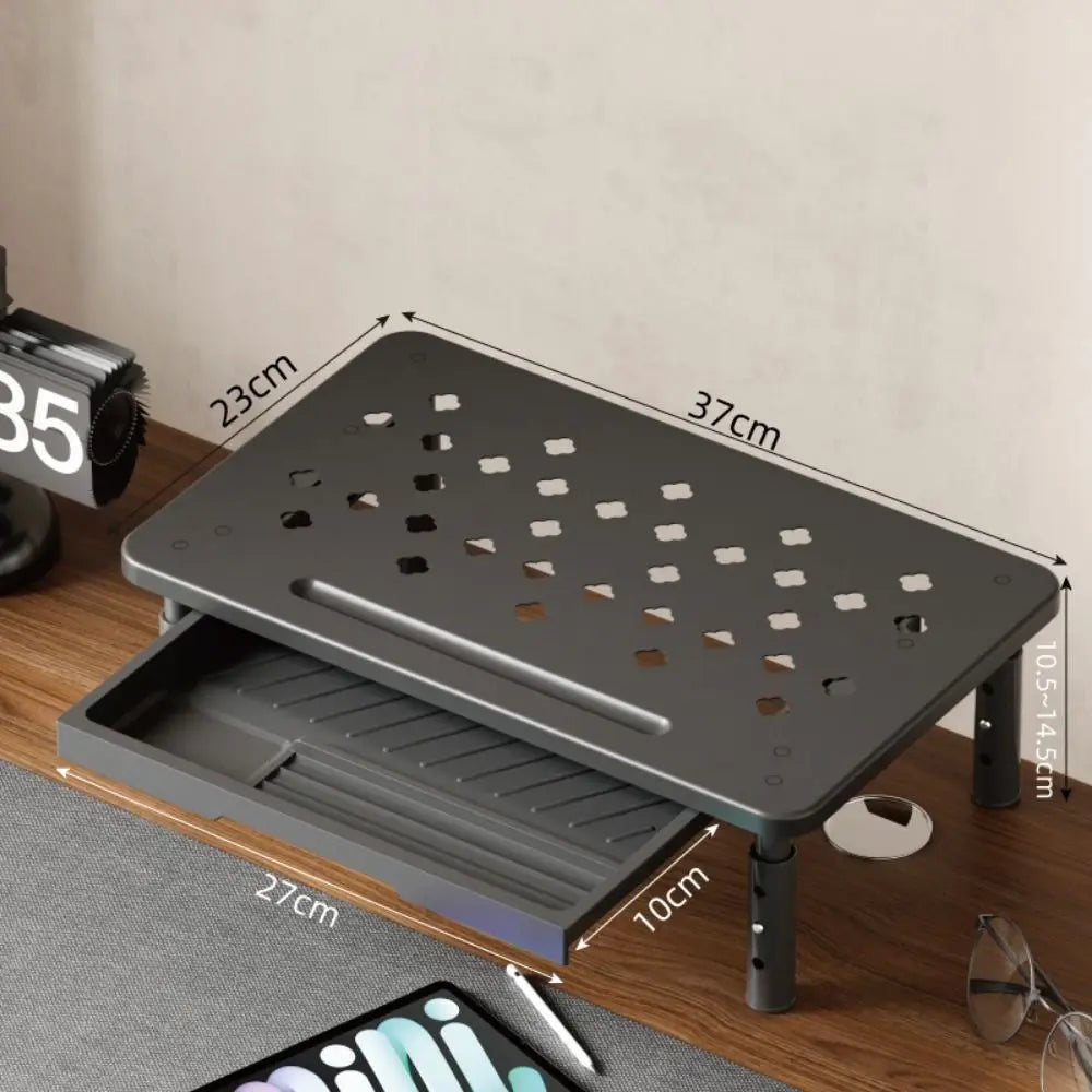 3-Level Adjustable Computer Monitor Riser – Steel Laptop Stand with Airflow Vents & Heavy-Duty Load Bearing