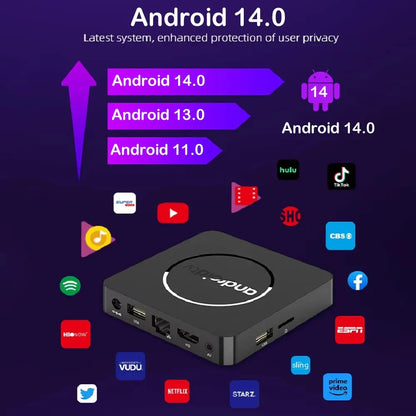 Q10 Android 14 TV Box – Allwinner H313 8K Media Player with 64GB/128GB ROM, Dual WiFi 2.4G&5G, Voice Control Set-Top Box