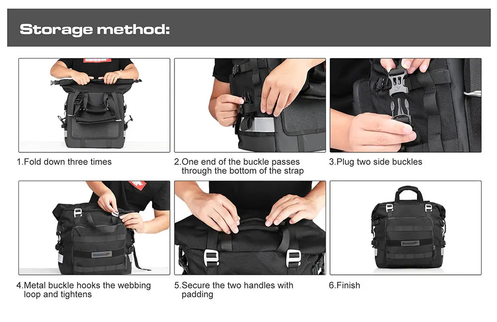 Rhinowalk Motorcycle Saddlebag 20L-30L – Universal Side Bag with Removable 100% Waterproof Inner Liner for Travel Motorbike Luggage