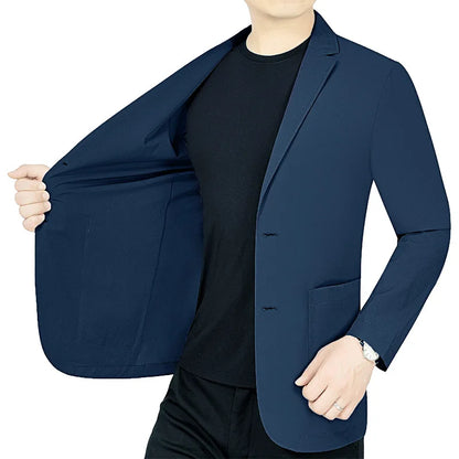 Men’s Summer Thin Blazer Jacket – Breathable, Elastic Sunscreen Coat for Business Casual, 4XL